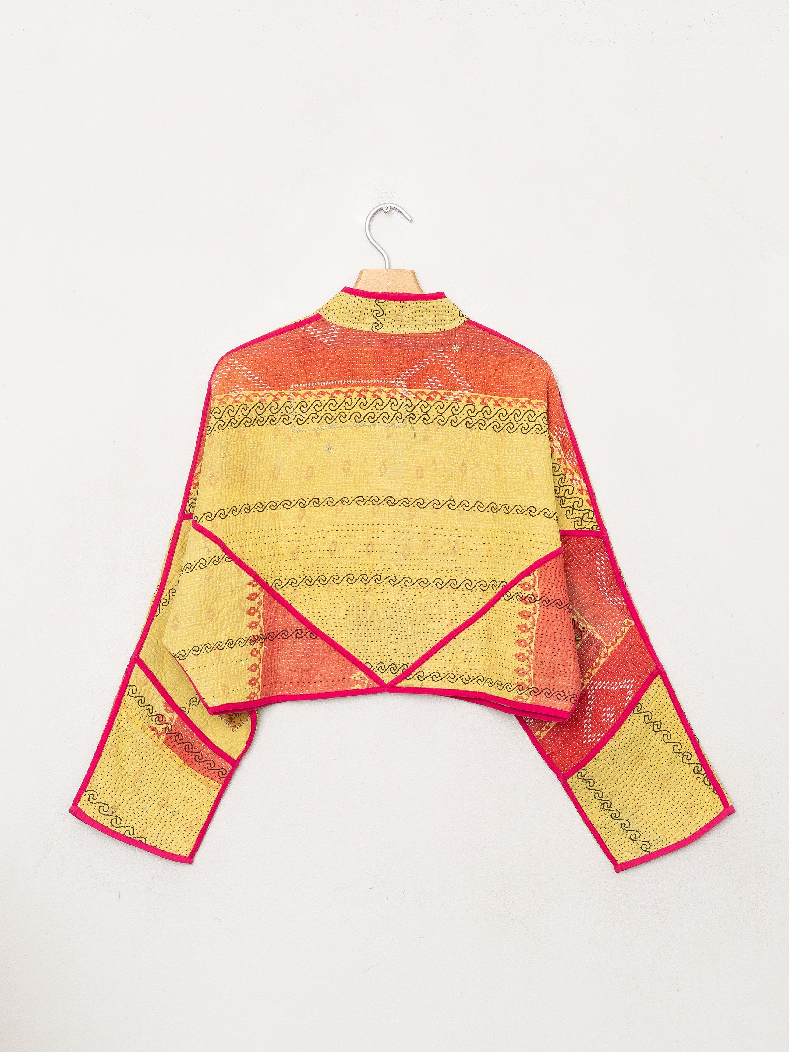 The Kaira Cropped Quilted Patchwork Kantha Jacket