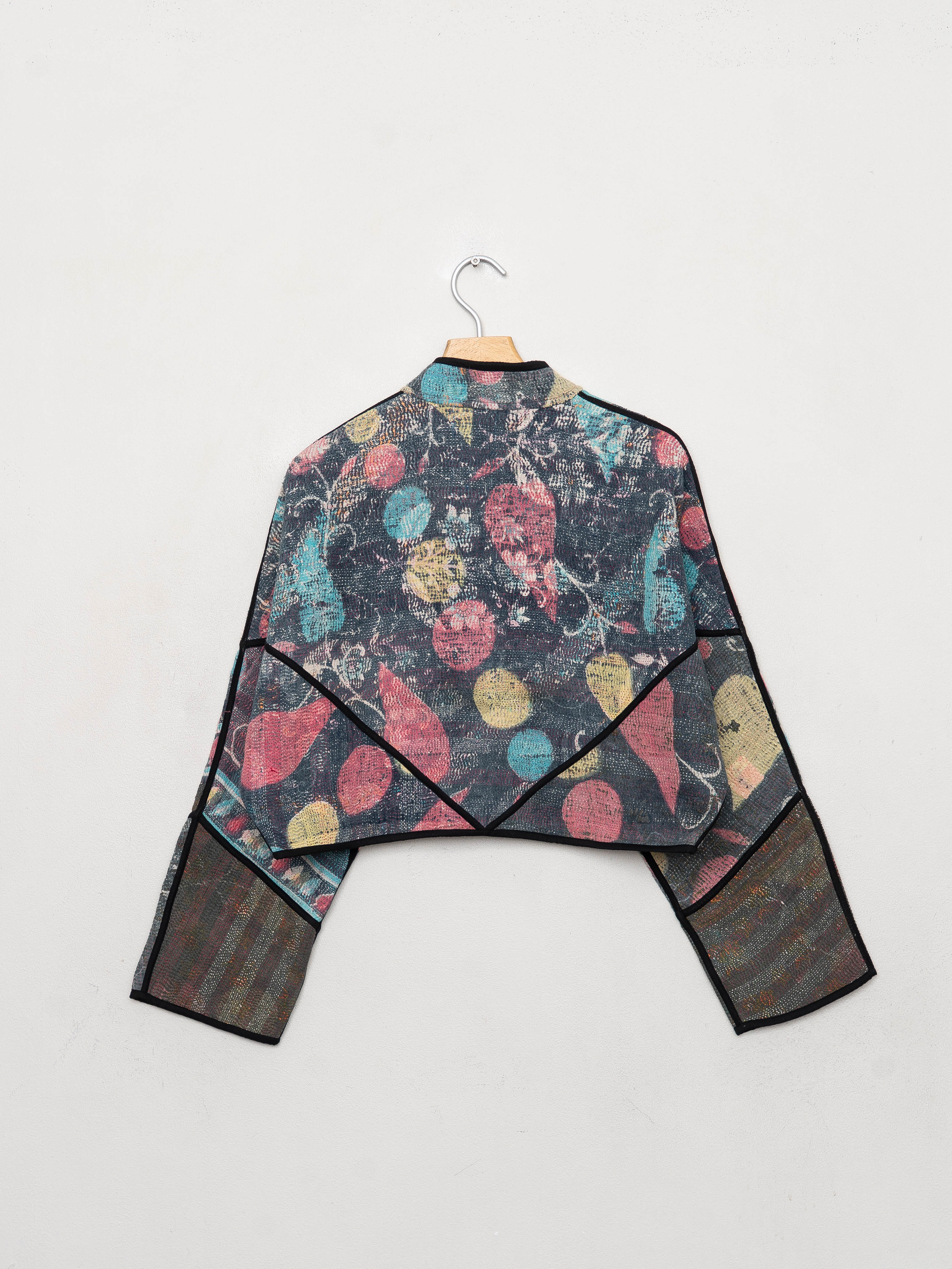 The Kaira Cropped Quilted Patchwork Kantha Jacket