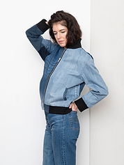 The Veda Denim Bomber Jacket - Small