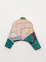 The Kaira Cropped Quilted Patchwork Kantha Jacket