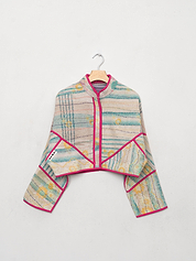 The Kaira Cropped Quilted Patchwork Kantha Jacket