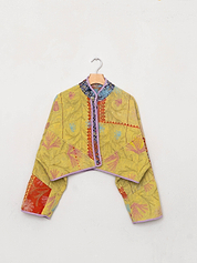 The Kaira Cropped Suzani Quilted Kantha Jacket