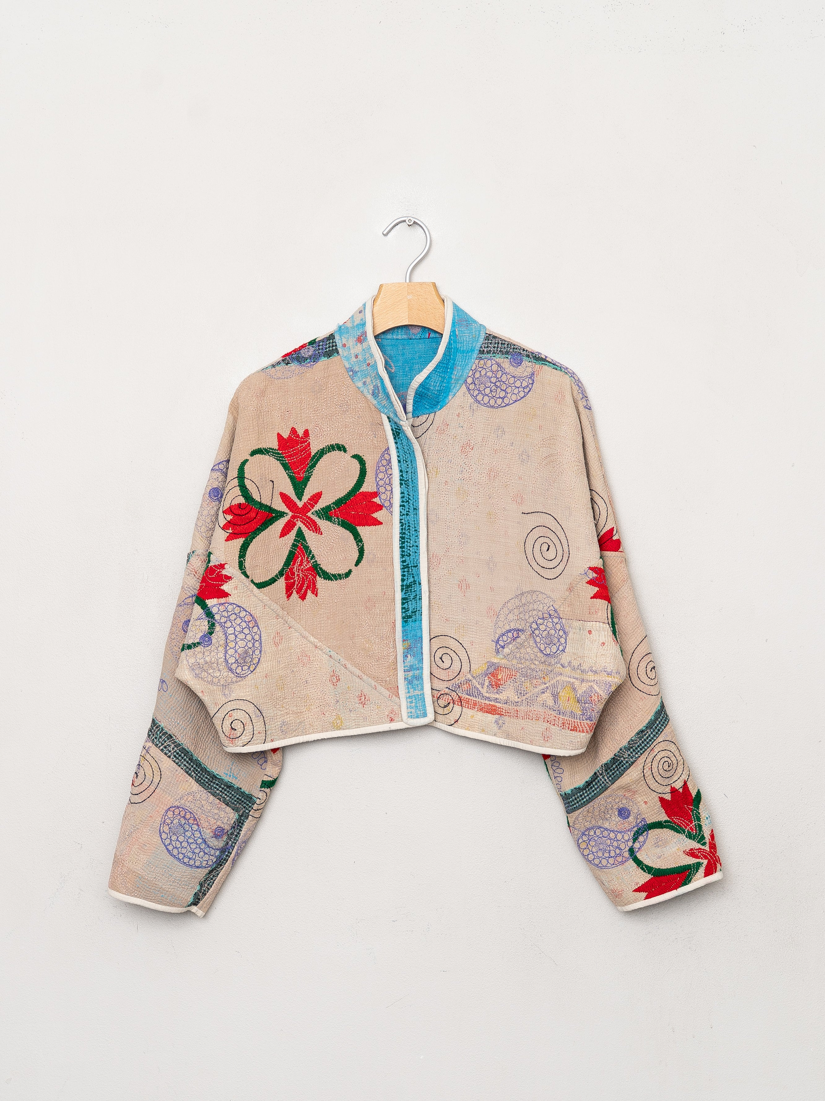 The Kaira Cropped Suzani Quilted Kantha Jacket