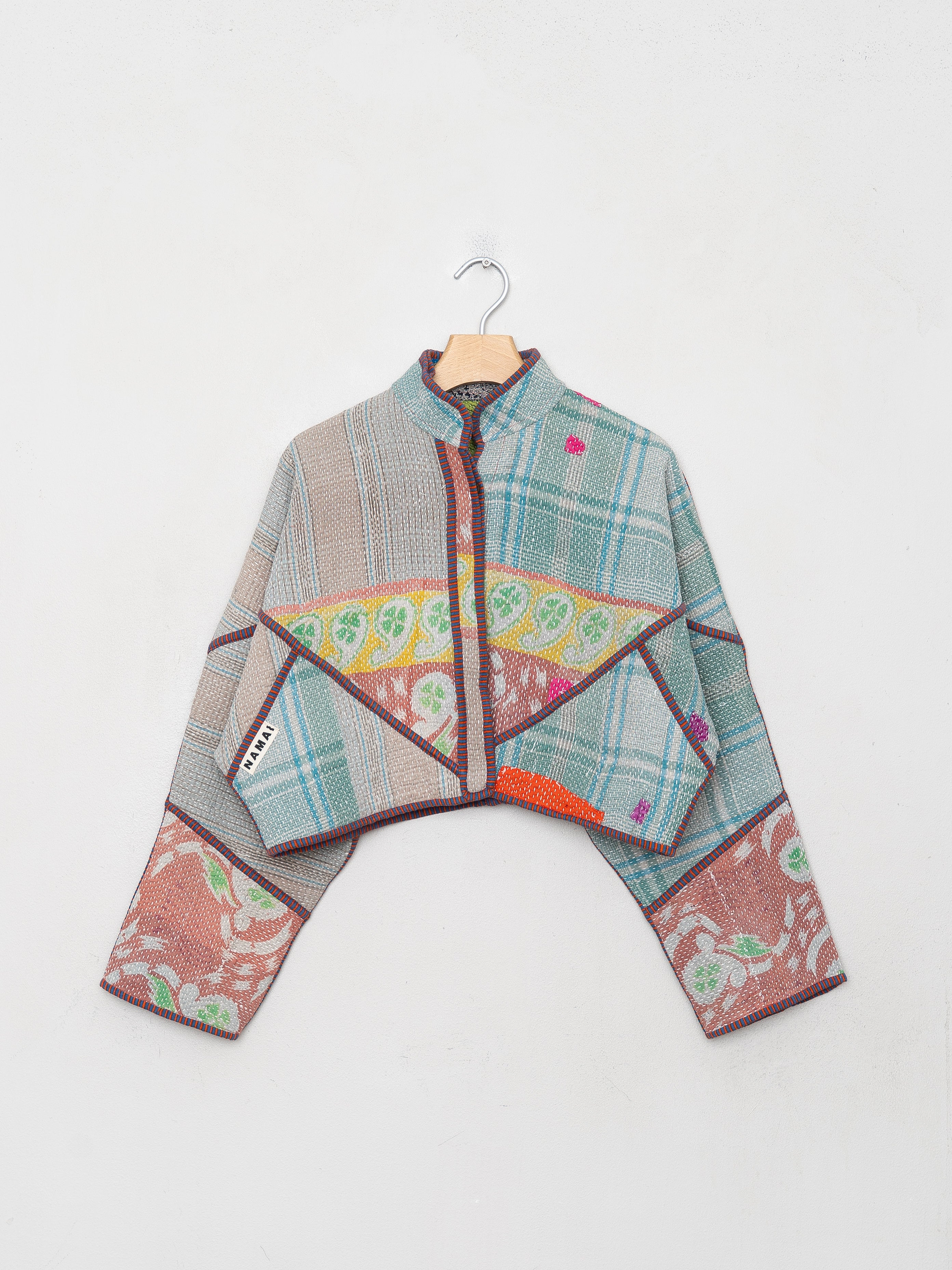 The Kaira Cropped Quilted Patchwork Kantha Jacket