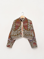 The Kaira Cropped Suzani Quilted Kantha Jacket