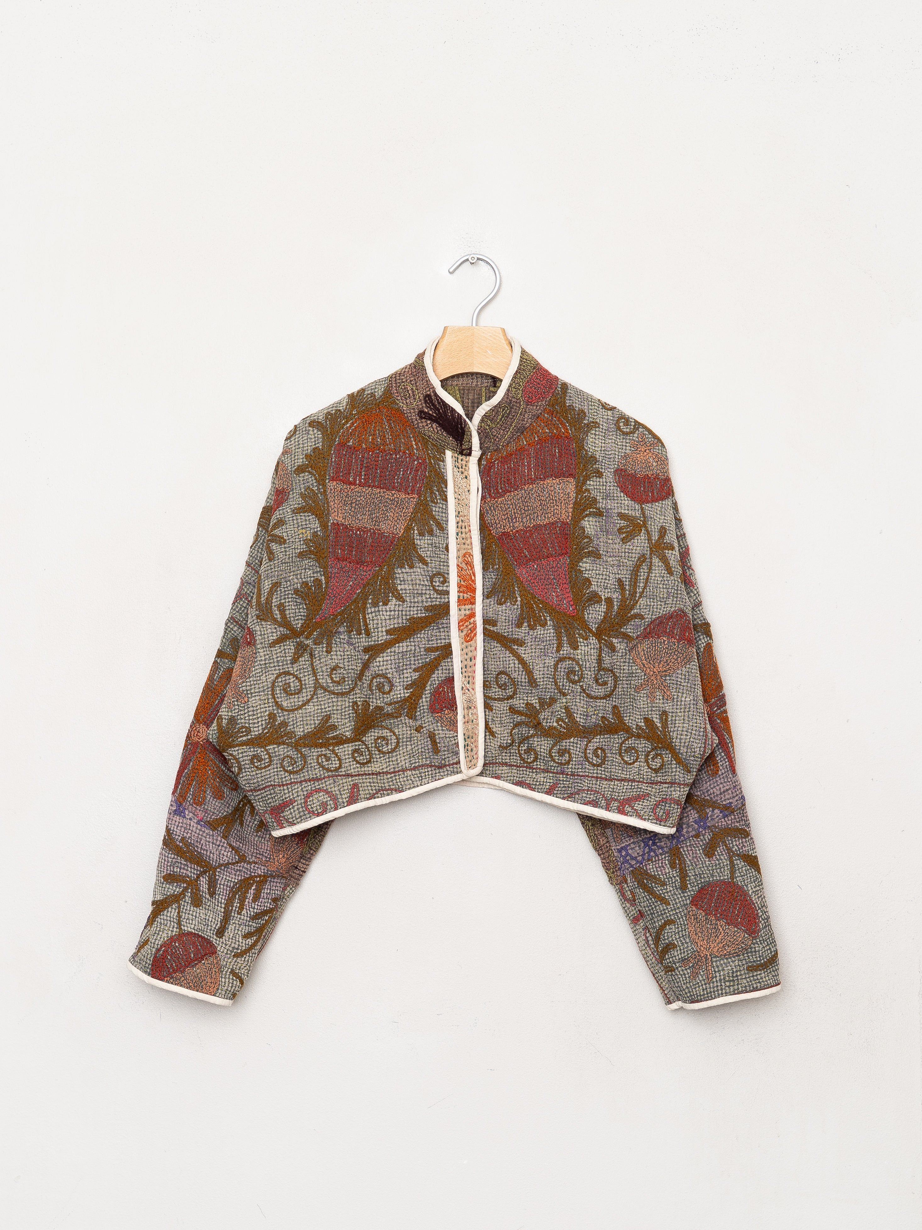 The Kaira Cropped Suzani Quilted Kantha Jacket