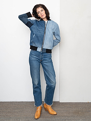 The Veda Denim Bomber Jacket - Small