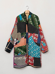 The Sai Quilted Patchwork Kantha Coat