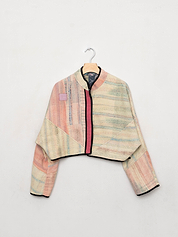 The Kaira Cropped Quilted Patchwork Kantha Jacket