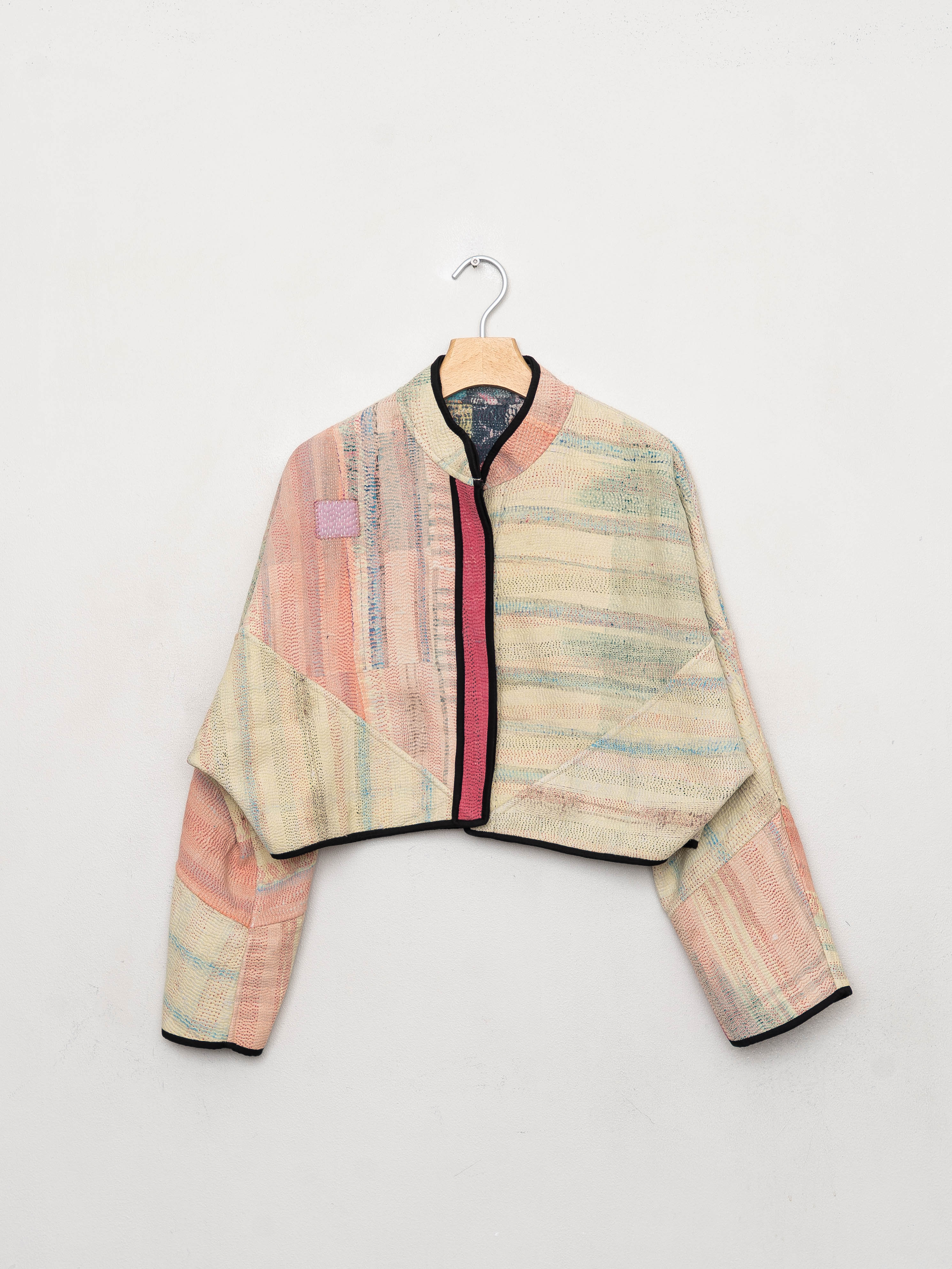 The Kaira Cropped Quilted Patchwork Kantha Jacket