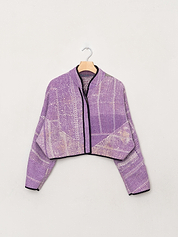 The Kaira Cropped Quilted Patchwork Kantha Jacket