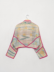 The Kaira Cropped Quilted Patchwork Kantha Jacket