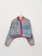 The Kaira Cropped Quilted Patchwork Kantha Jacket