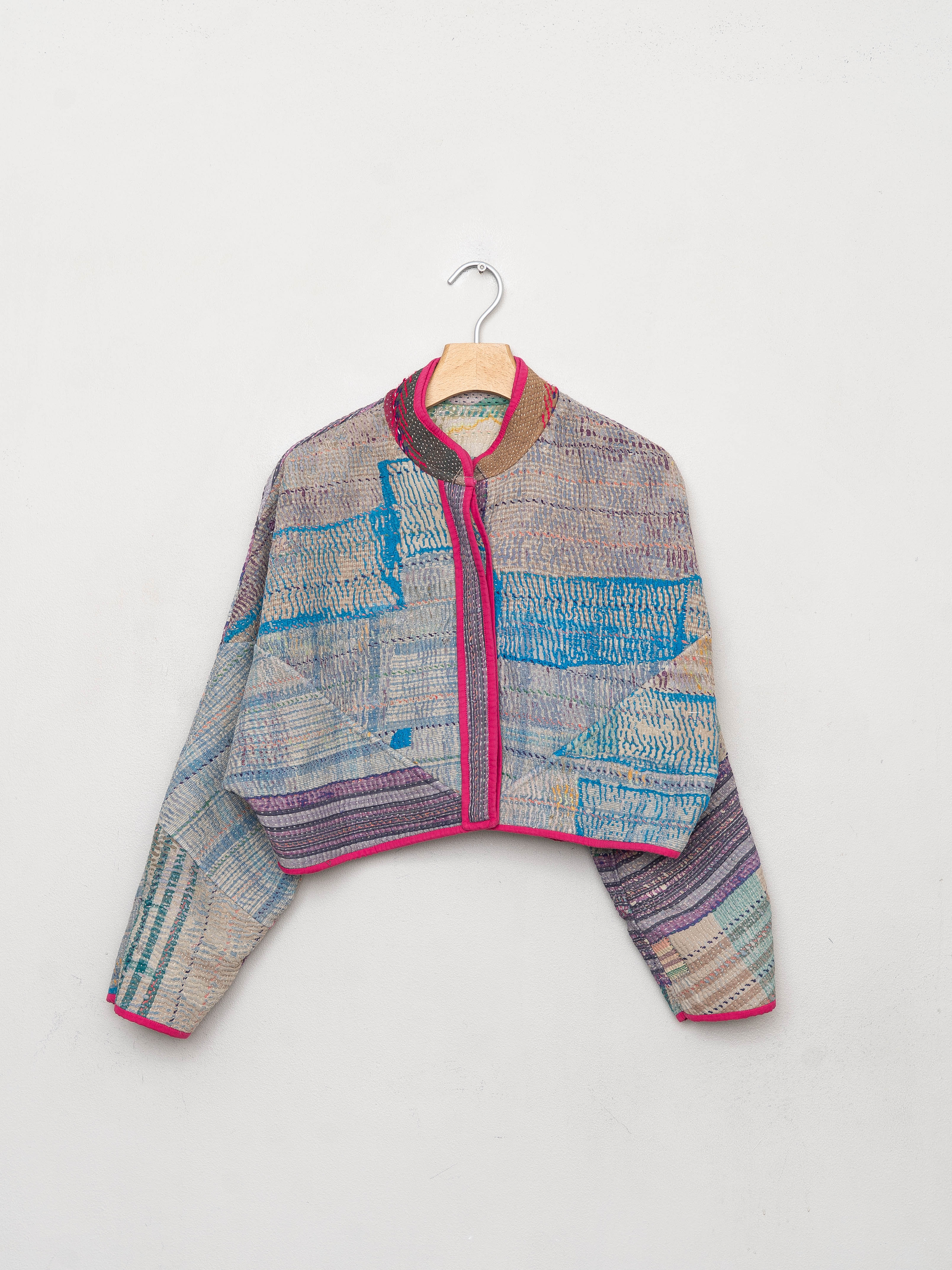The Kaira Cropped Quilted Patchwork Kantha Jacket