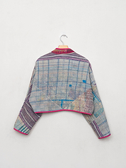 The Kaira Cropped Quilted Patchwork Kantha Jacket