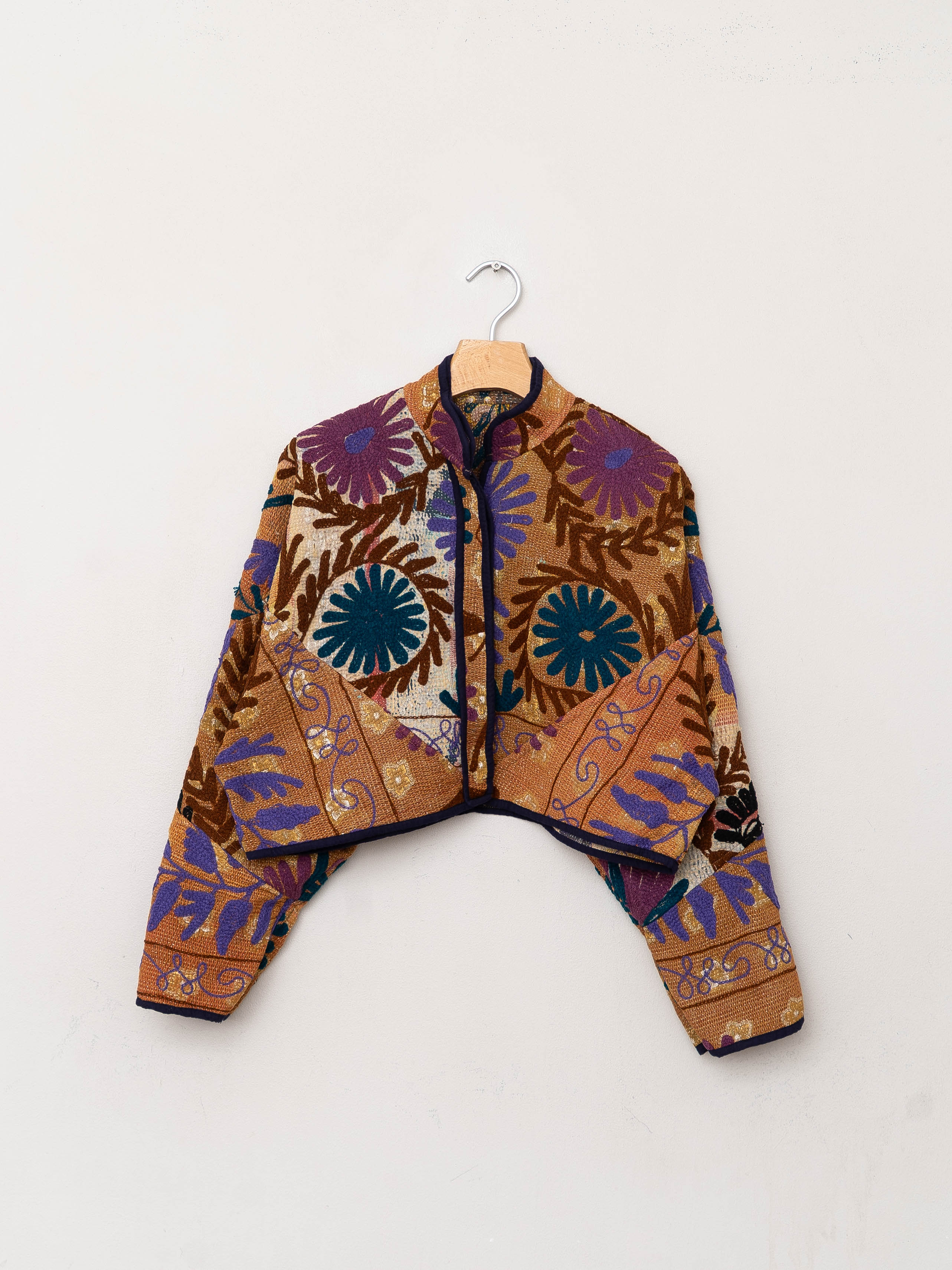 The Kaira Cropped Suzani Quilted Kantha Jacket