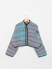 The Kaira Cropped Quilted Patchwork Kantha Jacket