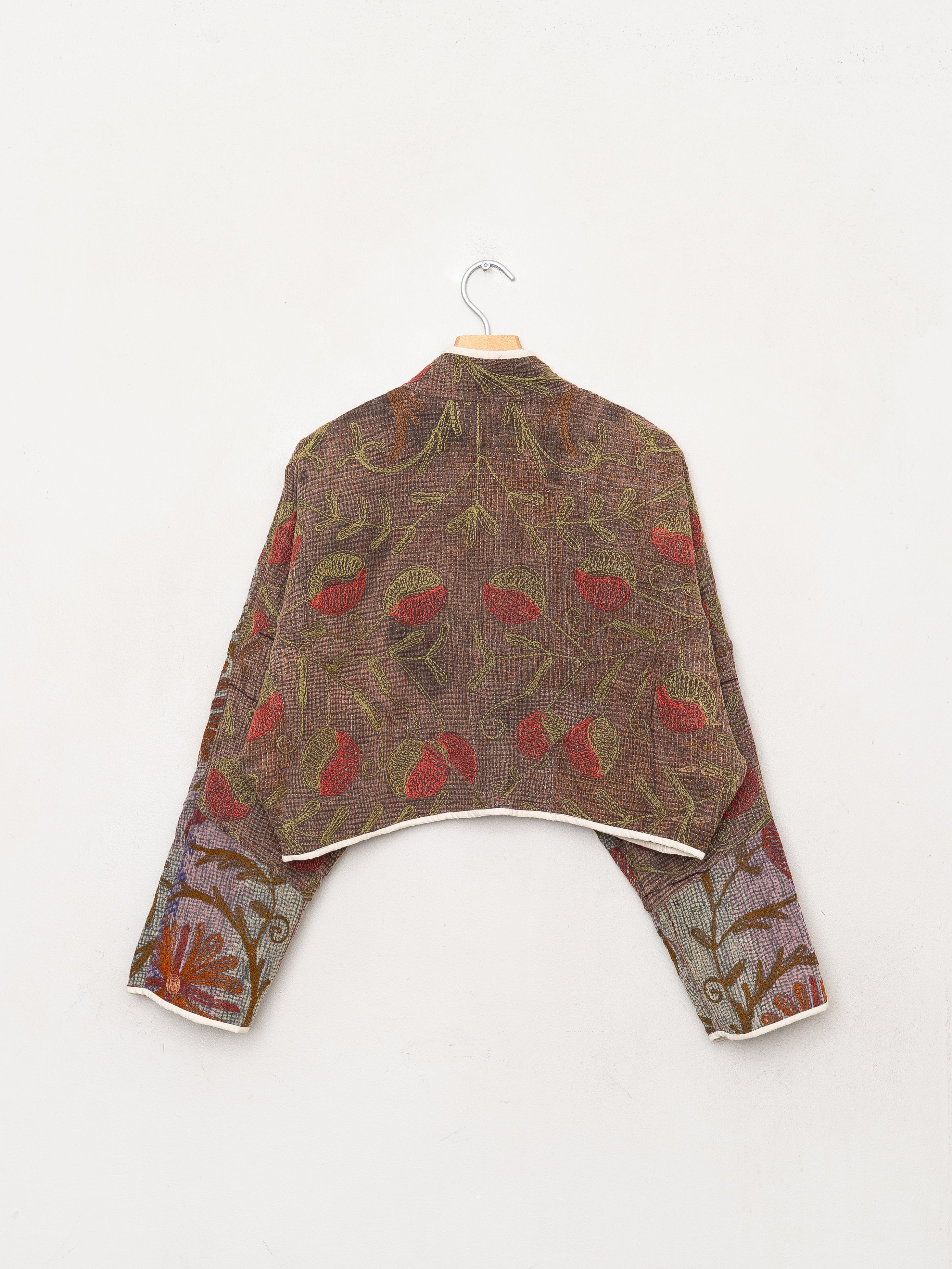 The Kaira Cropped Suzani Quilted Kantha Jacket