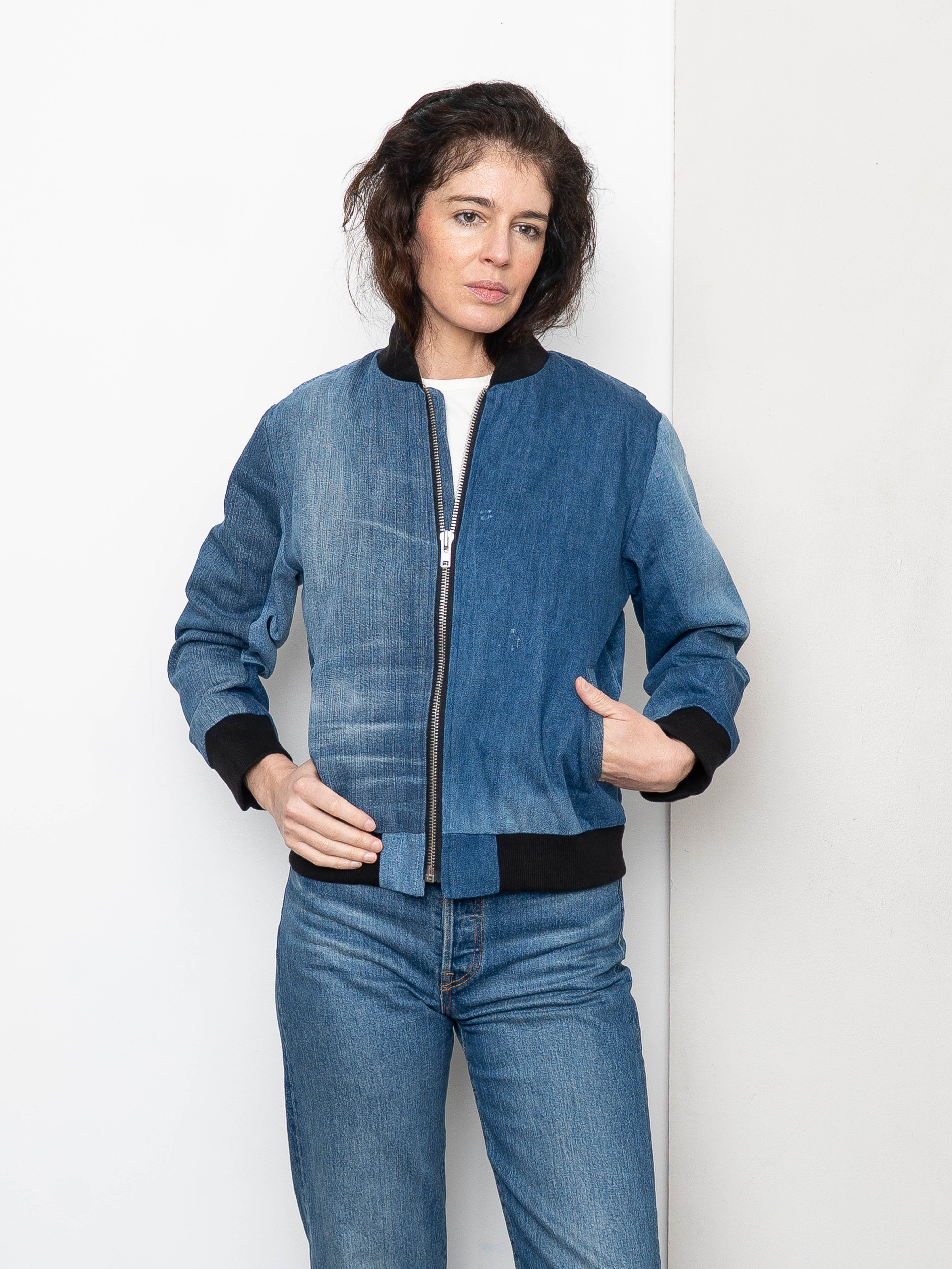 The Veda Denim Bomber Jacket - Small