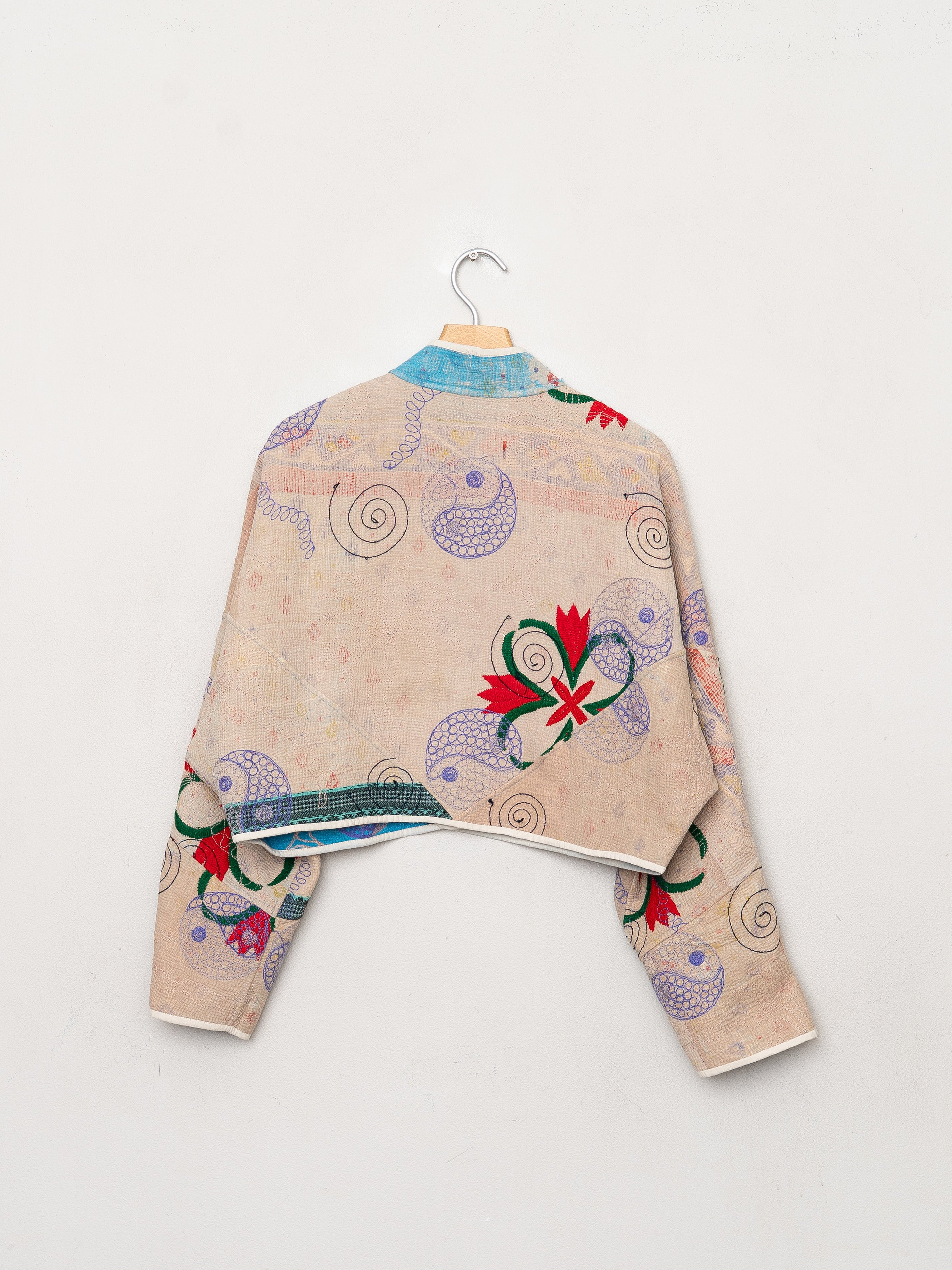 The Kaira Cropped Suzani Quilted Kantha Jacket