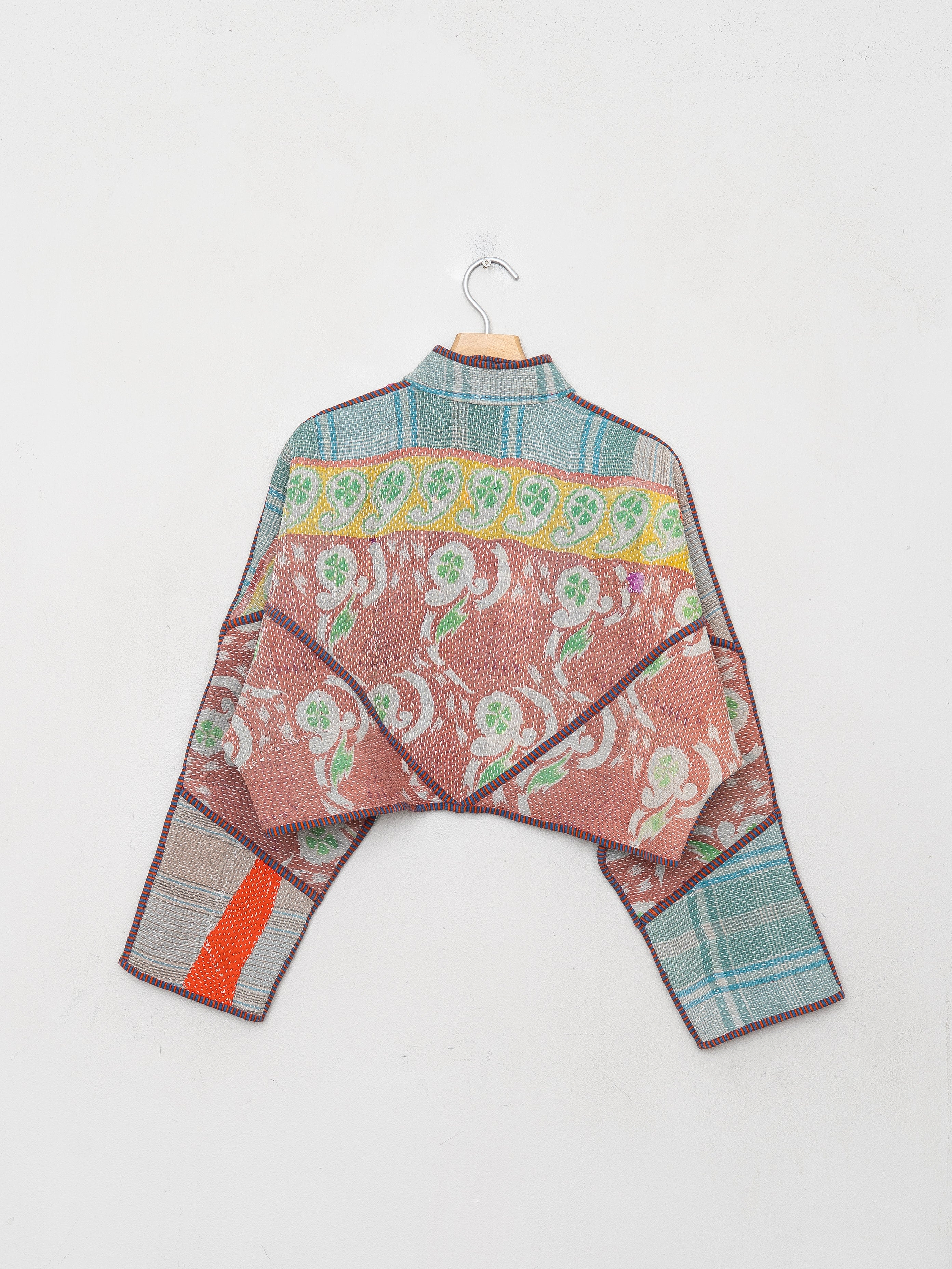The Kaira Cropped Quilted Patchwork Kantha Jacket