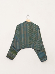 The Kaira Cropped Quilted Indigo Kantha Jacket