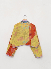 The Kaira Cropped Suzani Quilted Kantha Jacket