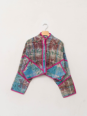 The Kaira Cropped Suzani Quilted Kantha Jacket