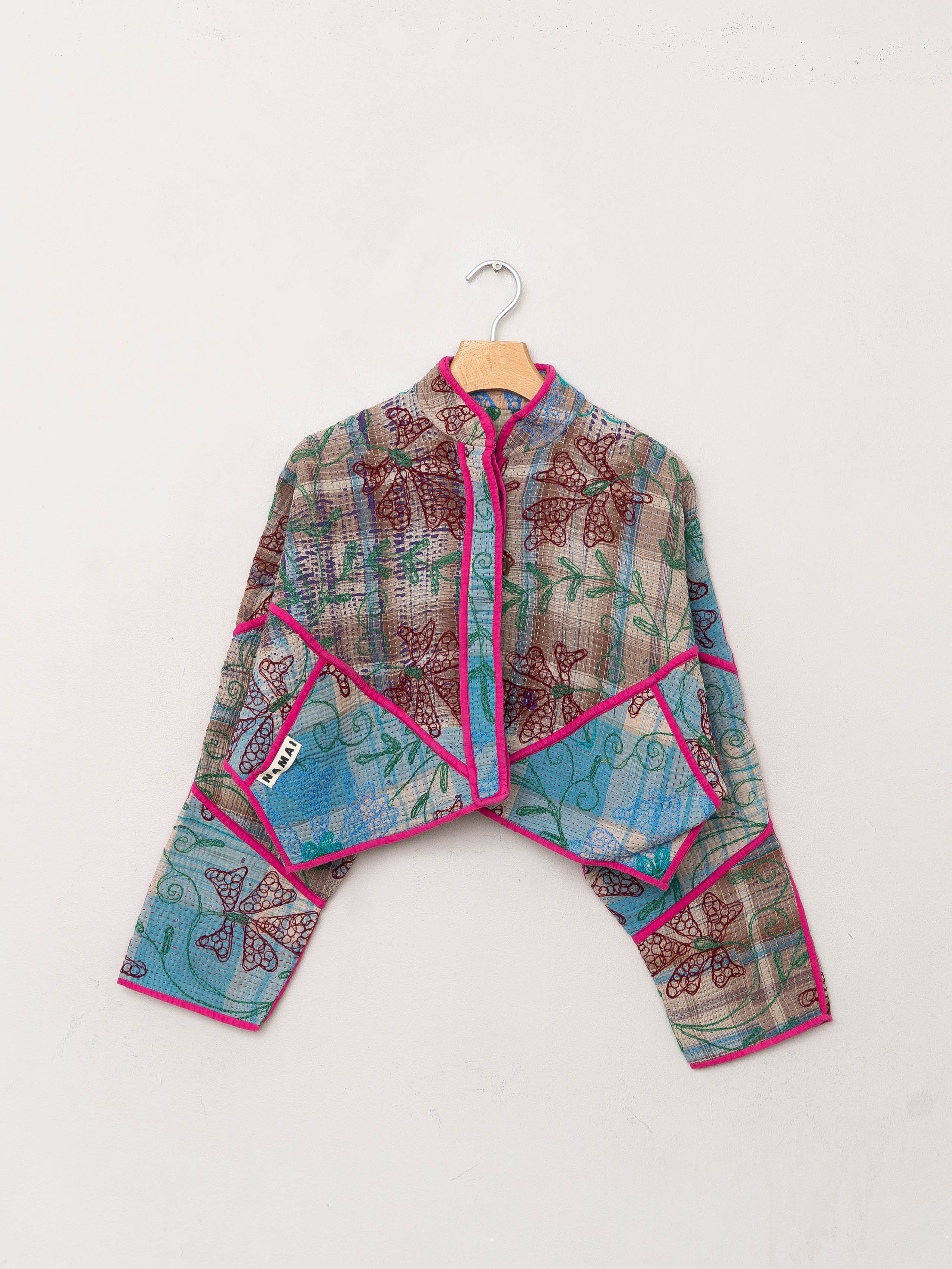 The Kaira Cropped Suzani Quilted Kantha Jacket