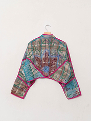 The Kaira Cropped Suzani Quilted Kantha Jacket