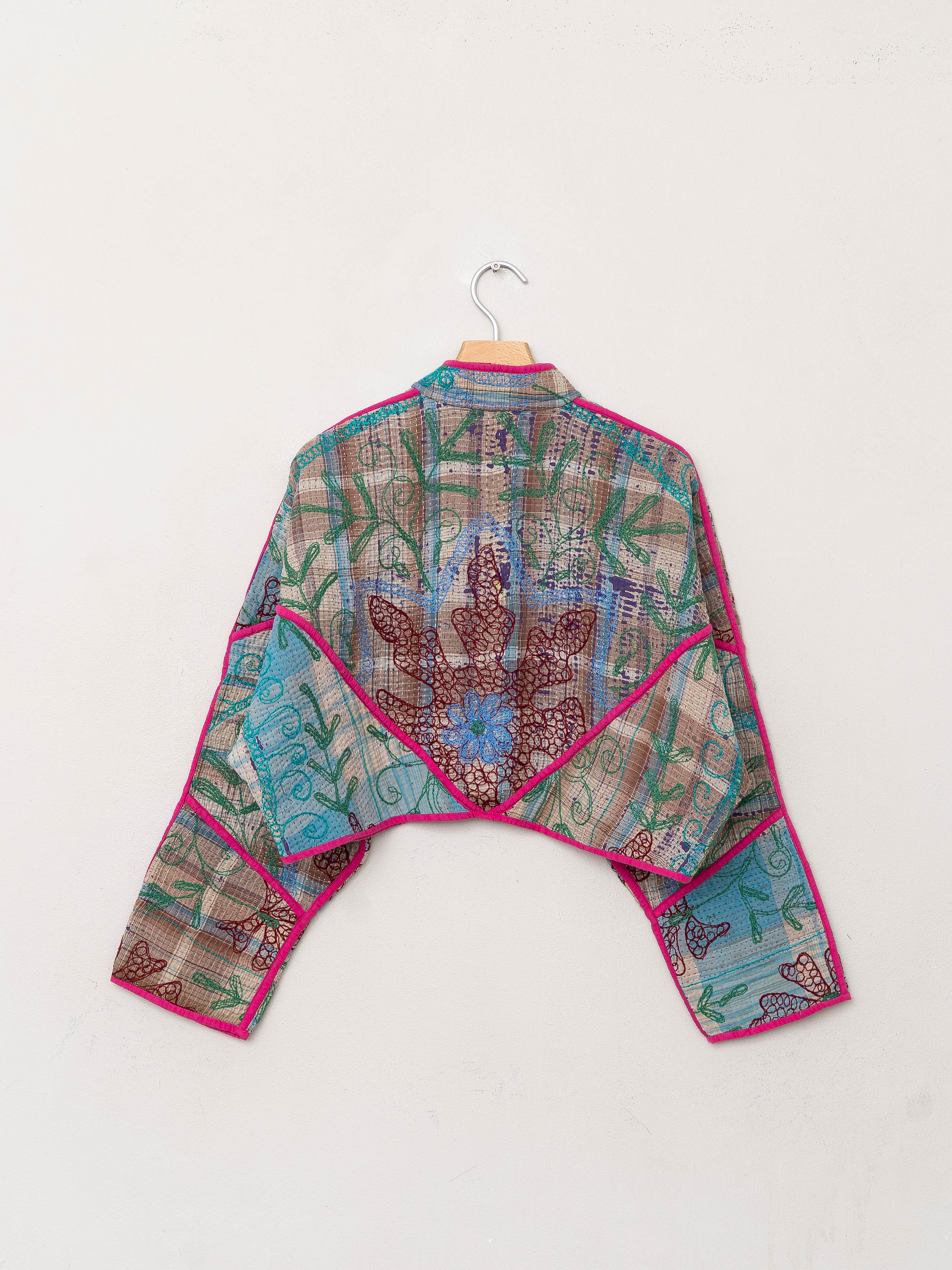 The Kaira Cropped Suzani Quilted Kantha Jacket