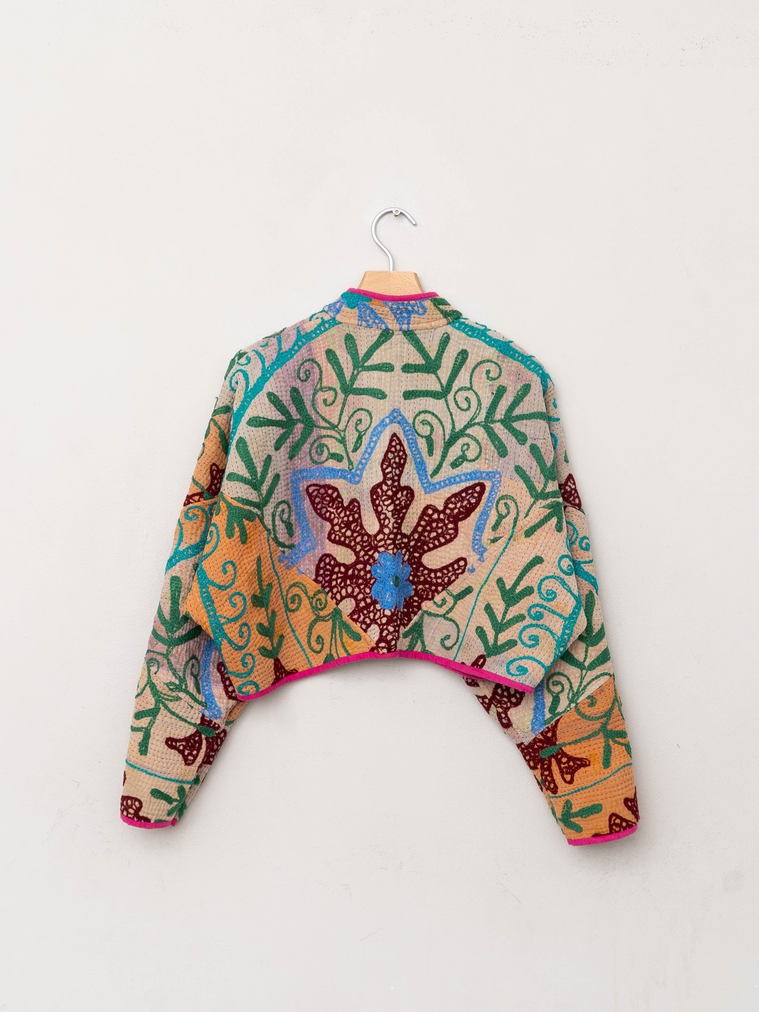 The Kaira Cropped Suzani Quilted Kantha Jacket