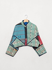 The Kaira Cropped Quilted Patchwork Kantha Jacket
