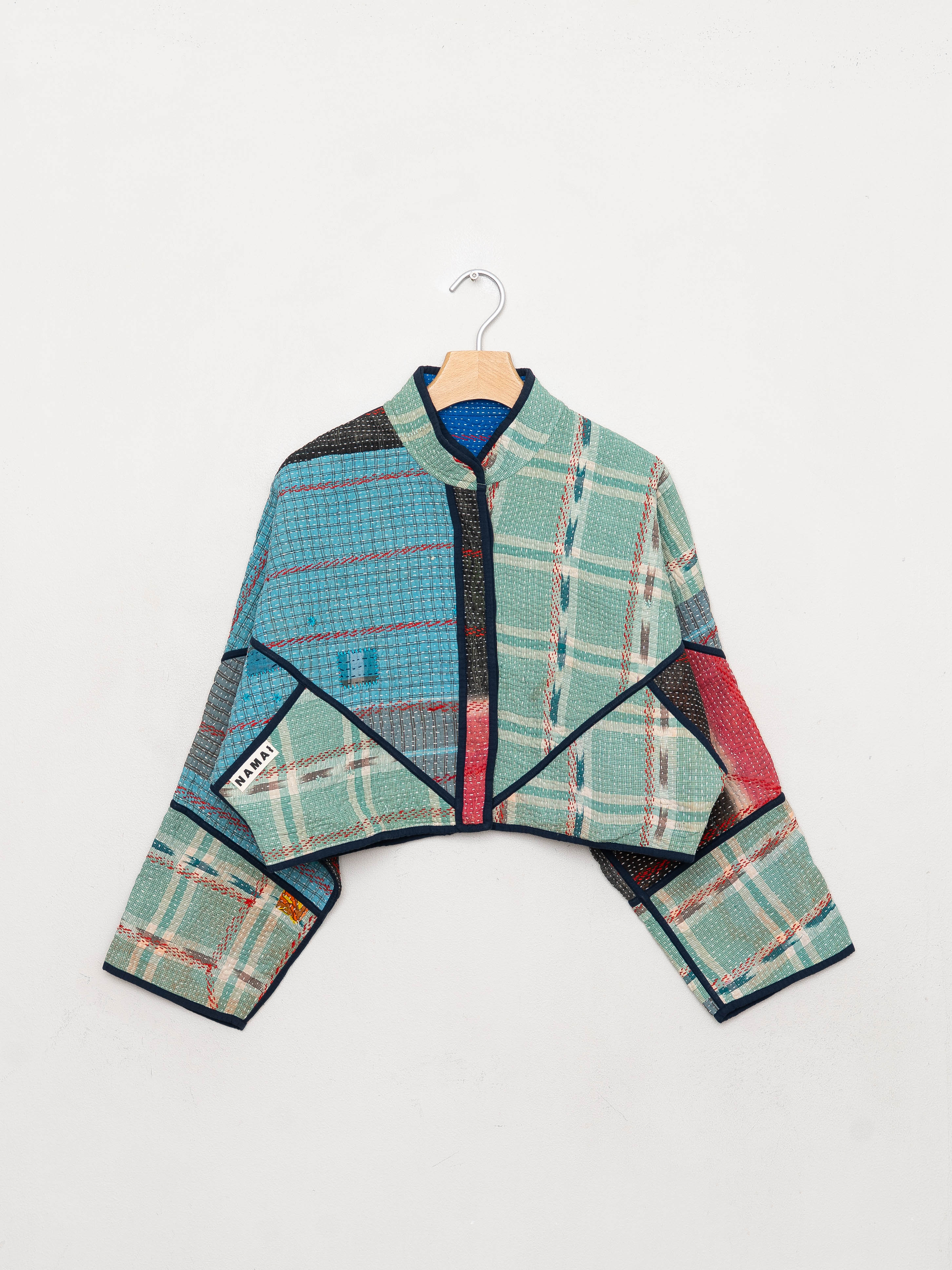 The Kaira Cropped Quilted Patchwork Kantha Jacket