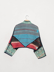 The Kaira Cropped Quilted Patchwork Kantha Jacket