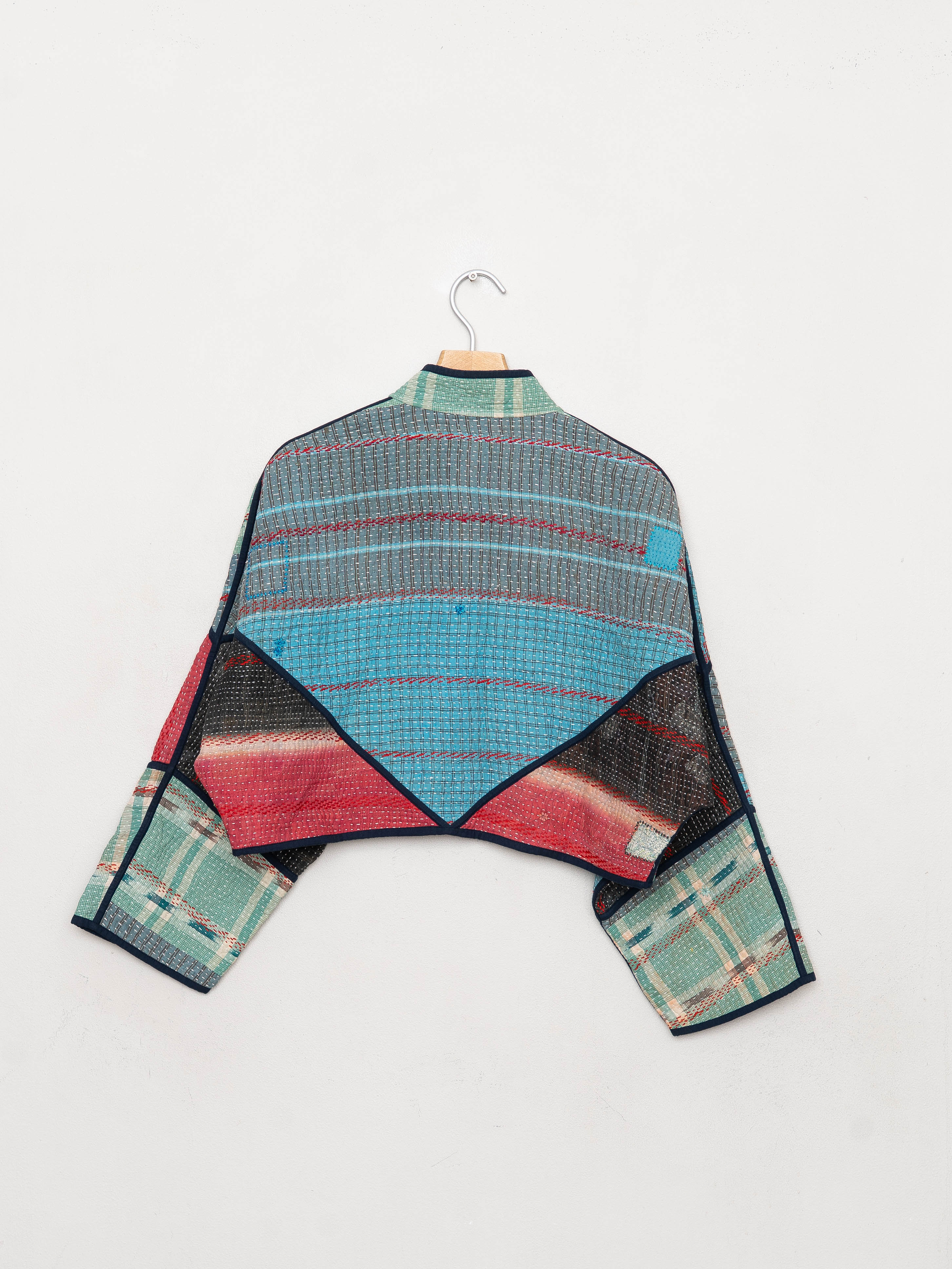 The Kaira Cropped Quilted Patchwork Kantha Jacket