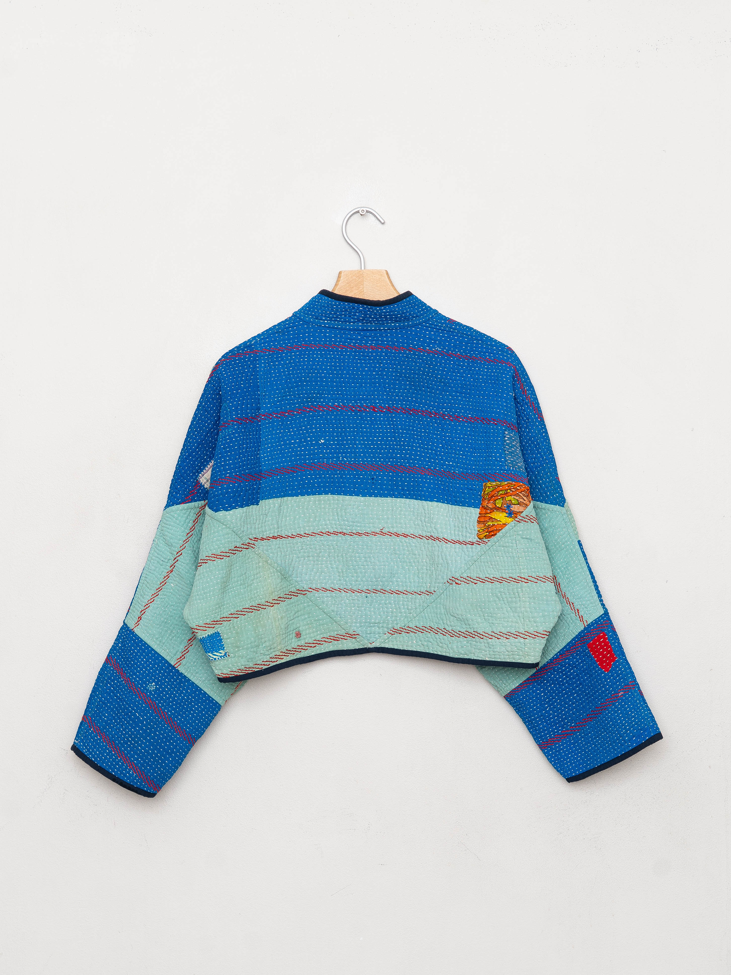 The Kaira Cropped Quilted Patchwork Kantha Jacket