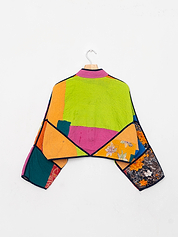 The Kaira Cropped Quilted Patchwork Kantha Jacket