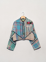 The Kaira Cropped Quilted Patchwork Kantha Jacket