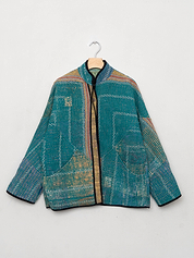 The Ladhiya Quilted Patchwork Kantha Jacket