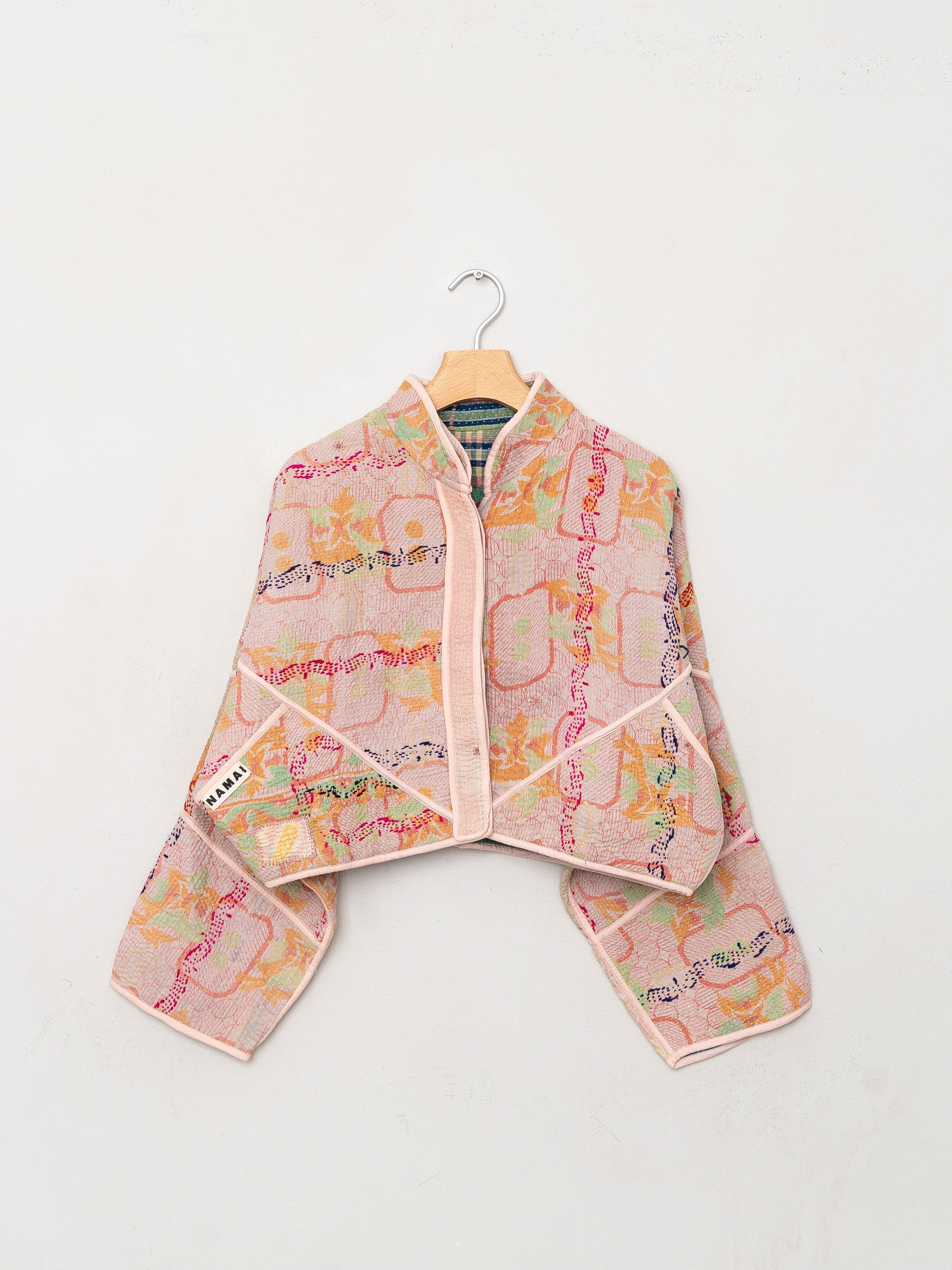 The Kaira Cropped Quilted Patchwork Kantha Jacket