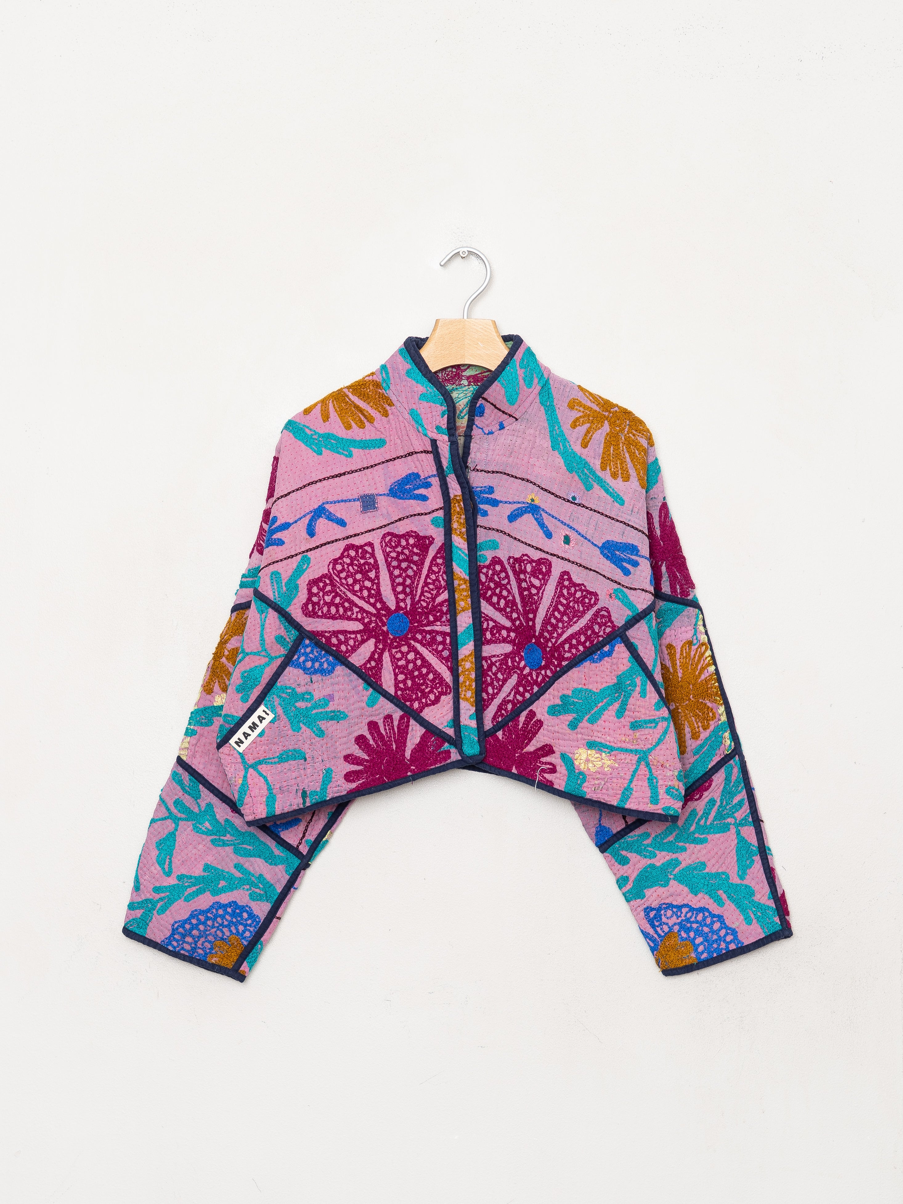 The Kaira Cropped Suzani Quilted Kantha Jacket