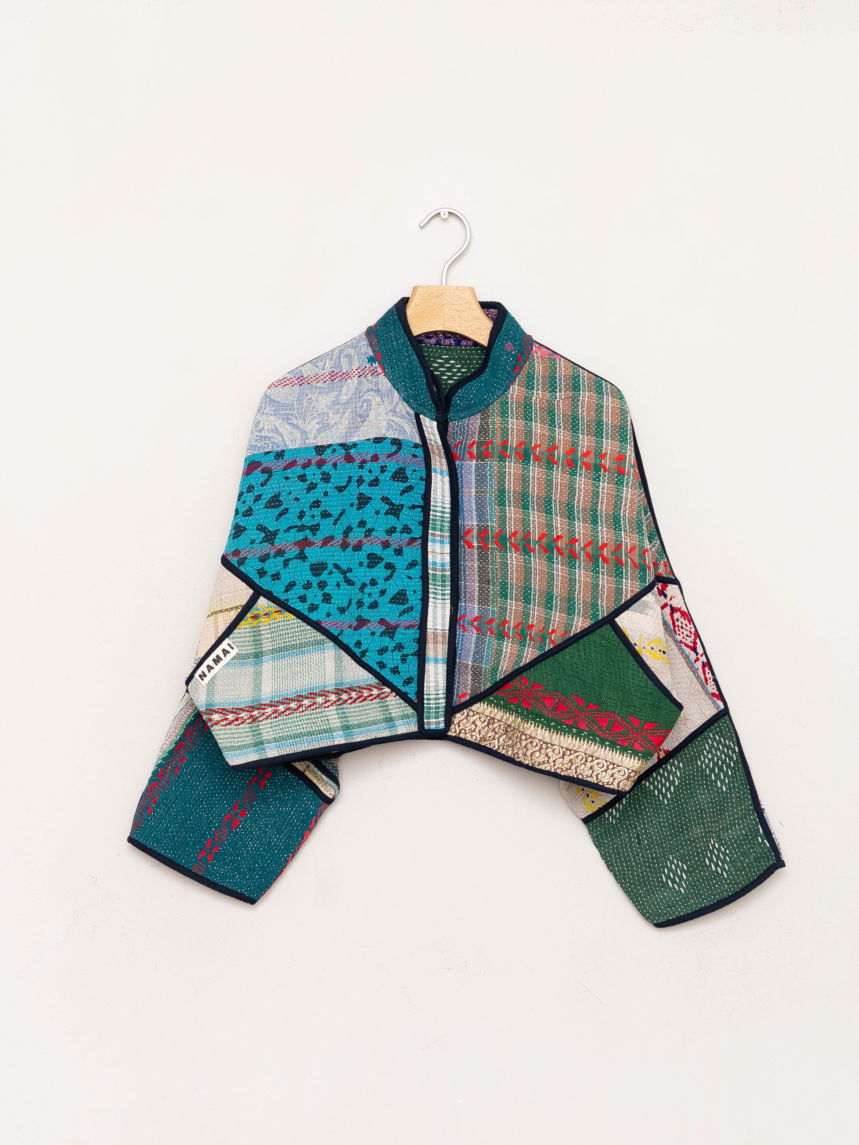 The Kaira Cropped Quilted Patchwork Kantha Jacket