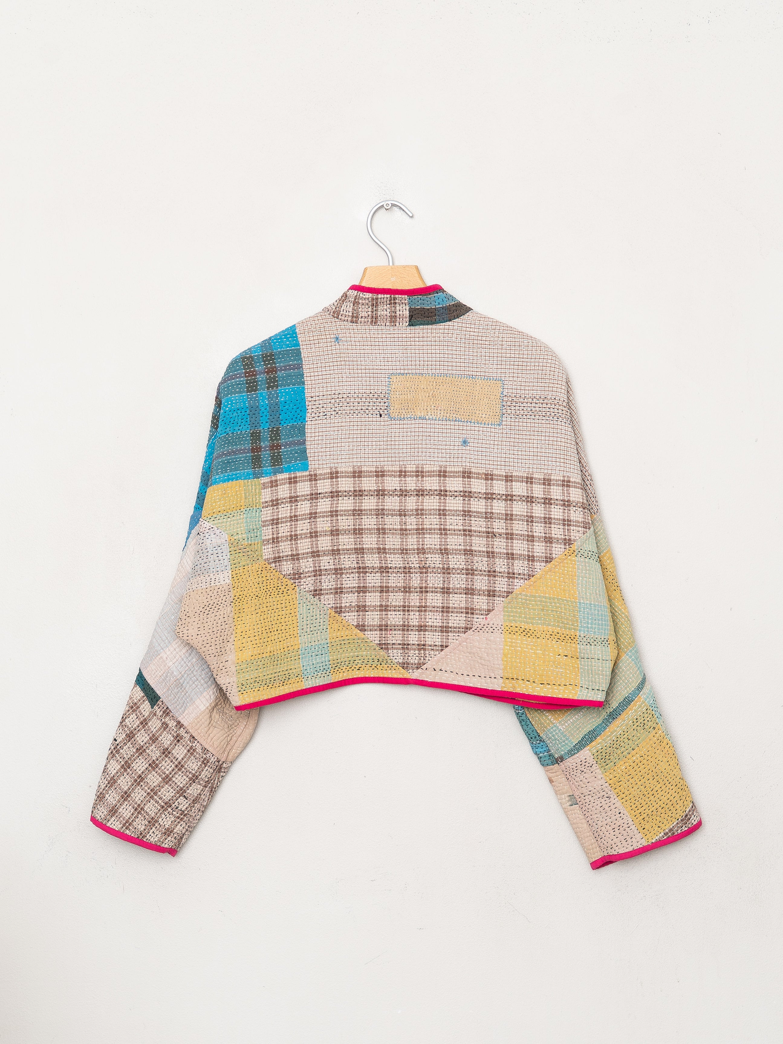 The Kaira Cropped Quilted Patchwork Kantha Jacket