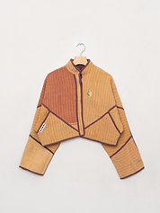 The Kaira Cropped Quilted Patchwork Kantha Jacket
