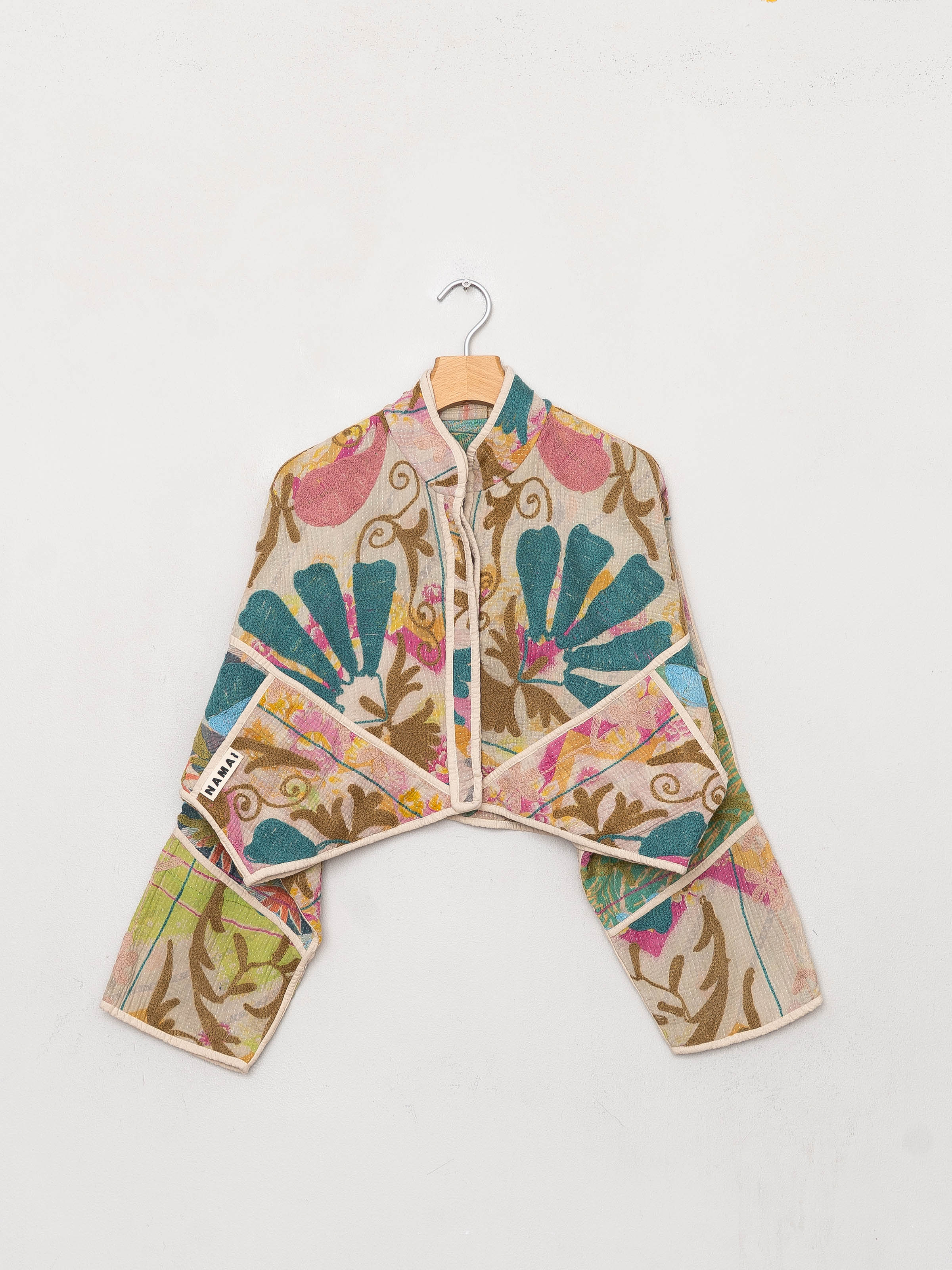 The Kaira Cropped Suzani Quilted Kantha Jacket