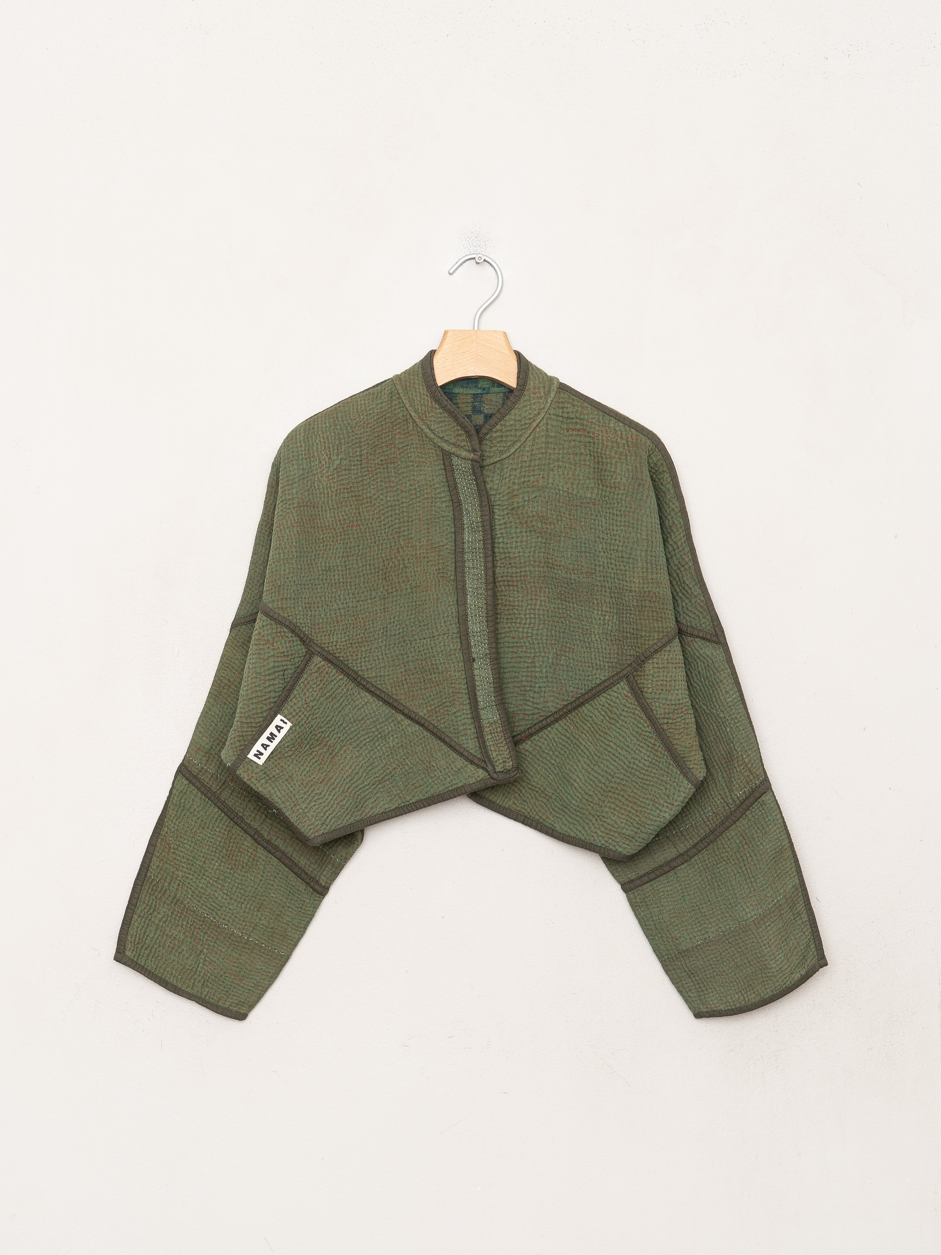 The Kaira Cropped Quilted Indigo Kantha Jacket