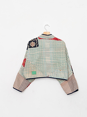 The Kaira Cropped Quilted Patchwork Kantha Jacket