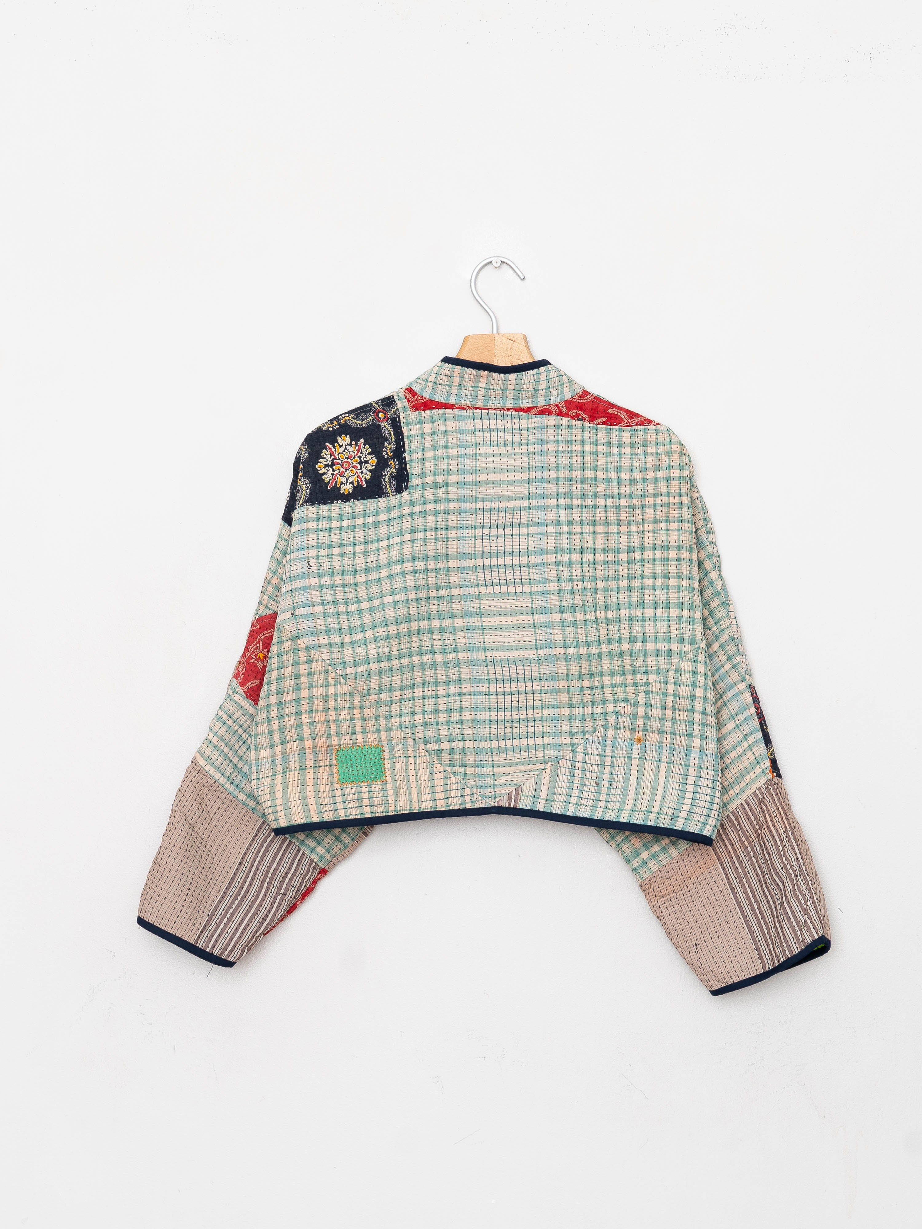 The Kaira Cropped Quilted Patchwork Kantha Jacket