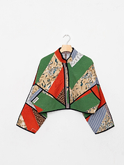 The Kaira Cropped Quilted Patchwork Kantha Jacket